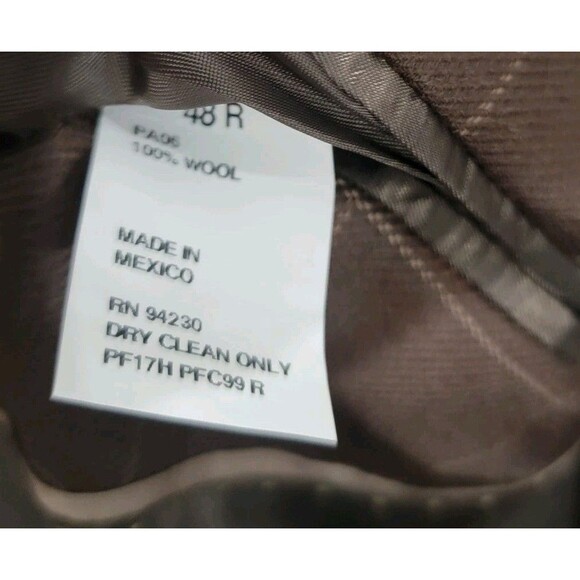 Paul Fredrick Mens Suit Size 48 R Brown Windowpane Plaid Wool Classic Fit Retro - Picture 8 of 15